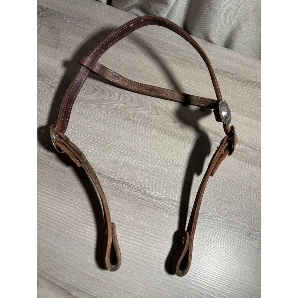 VTG Western Leather Browband Headstall PARTS ONLY Horse Tack Concho Buckle